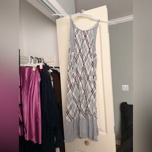 Cloth & Stone Gray and Pink Plaid Mini Dress